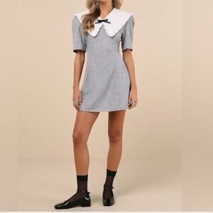 Sister Jane Gray Dress with White Collar